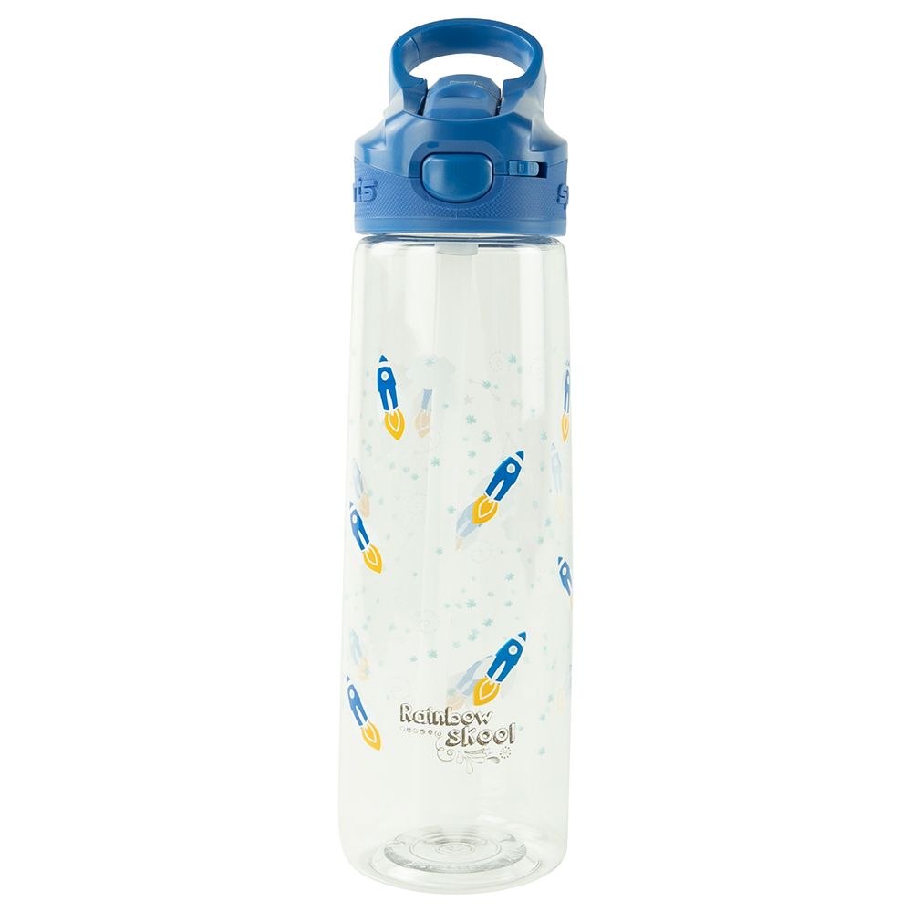 Rainbow Skool -Straw Kids Water Bottle - Rocket in Space- Blue - 750ml