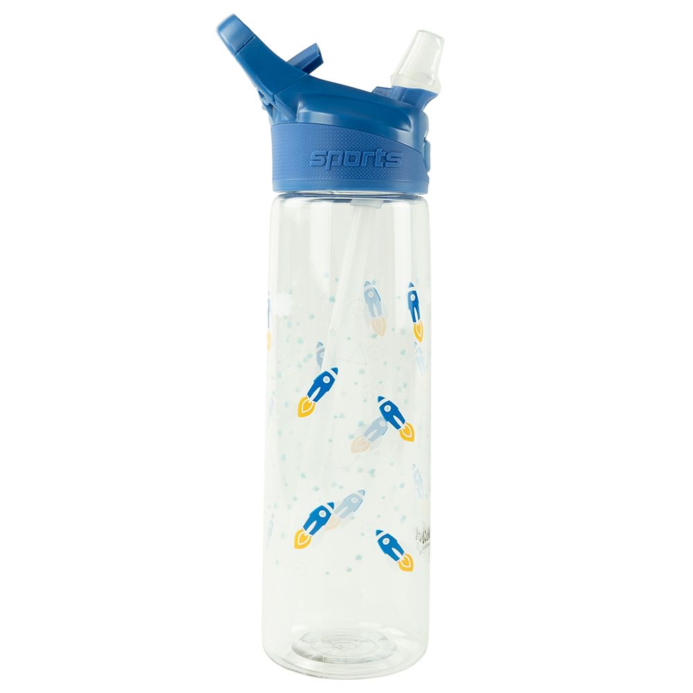 Rainbow Skool -Straw Kids Water Bottle - Rocket in Space- Blue - 750ml