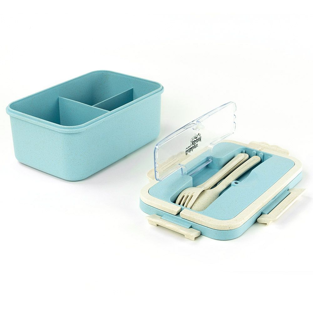 Rainbow Skool - 4 Compartment Lunchbox With Cutlery 1500ml - Blue (Exclusive)