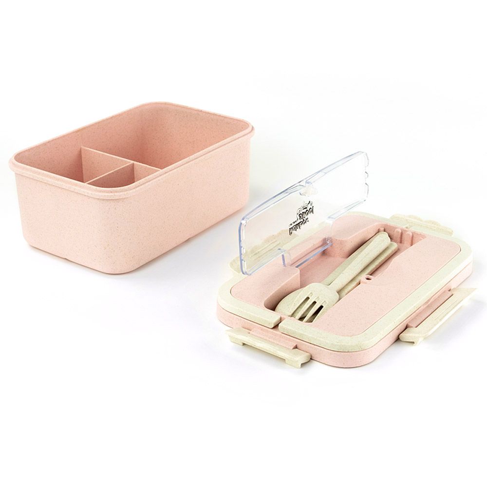 Rainbow Skool - 4 Compartment Lunchbox With Cutlery 1500ml - Pink