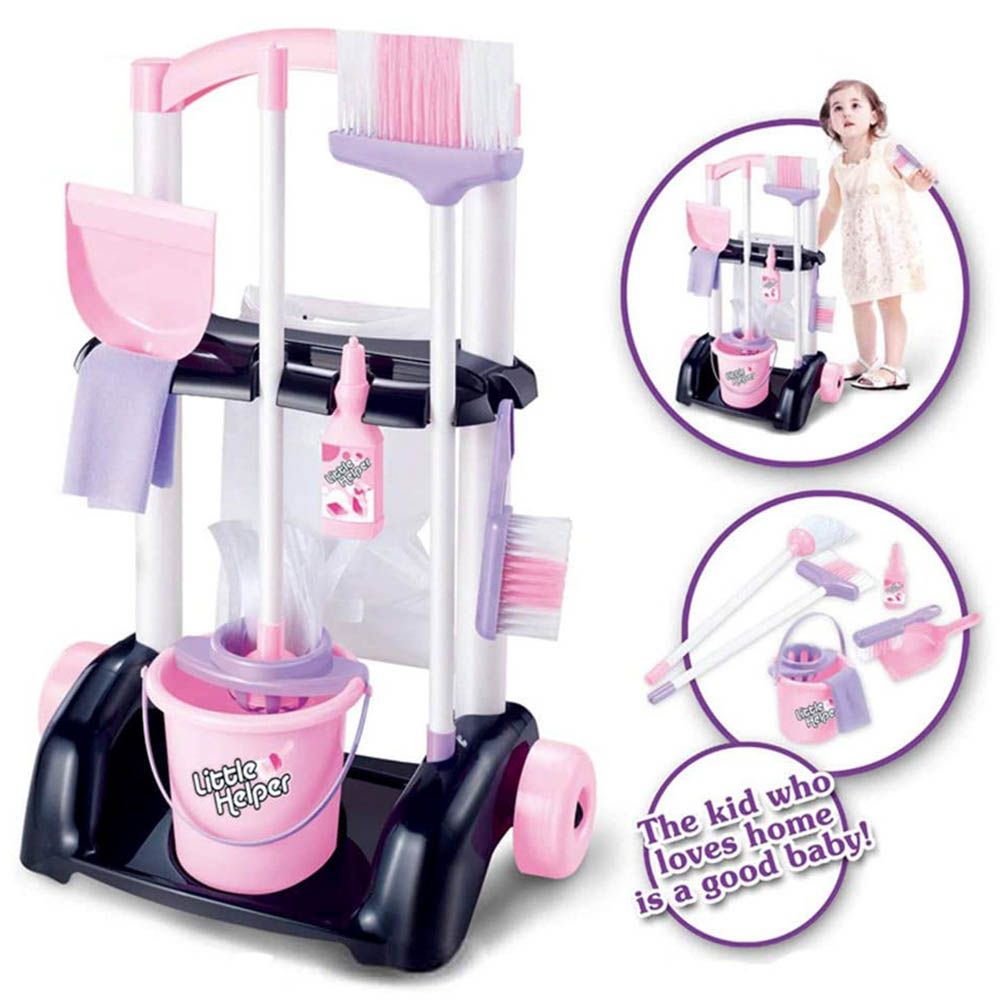 Little Angel - Baby Toys Cleaning Trolley Set For Girls