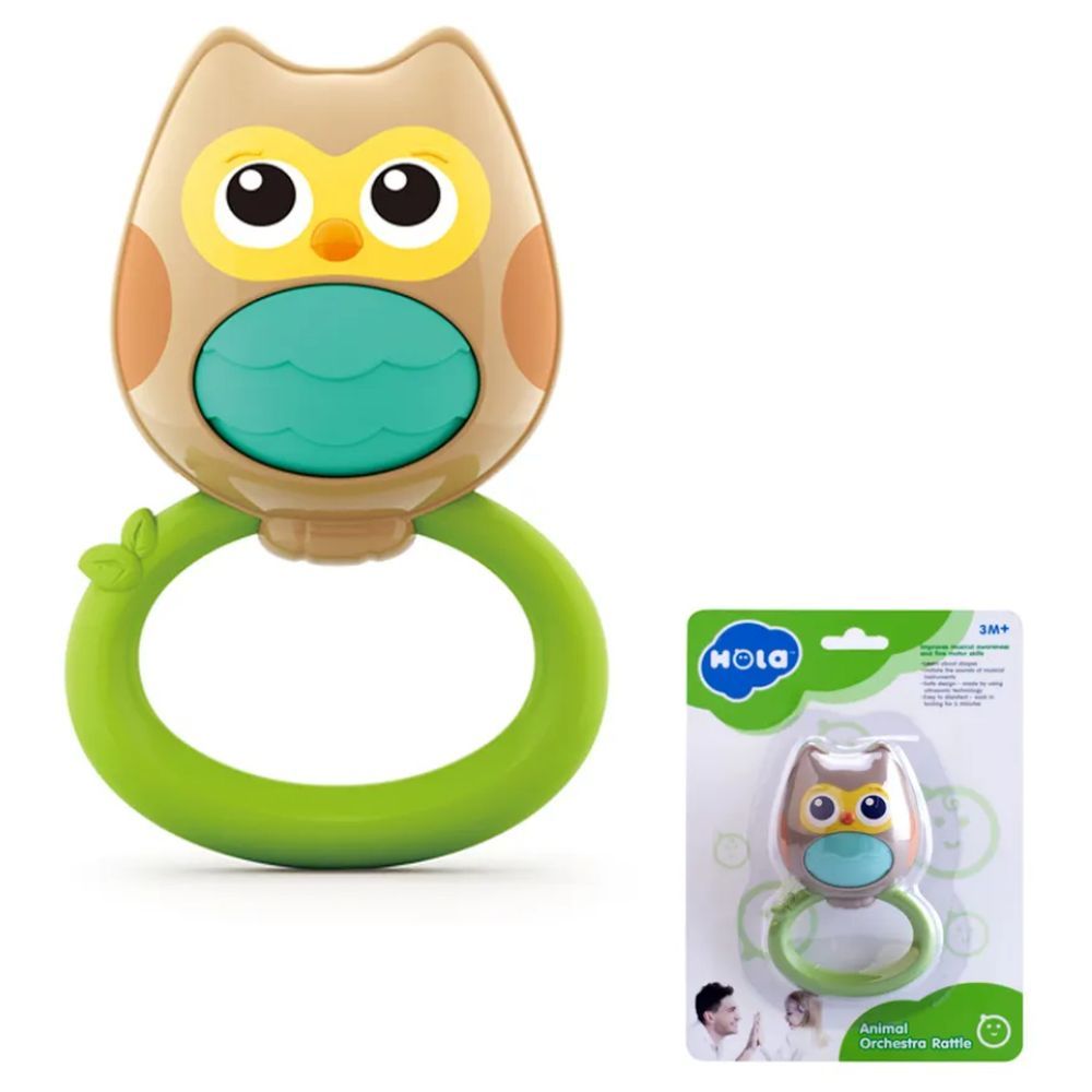 Hola - Baby Rattle & Teether For Infants - Owl