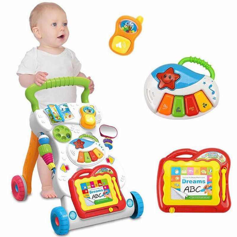 Huanger Baby Walker Toys W/Light & Music for 9+ Months White