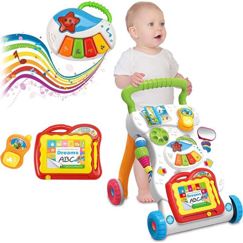 Huanger Baby Walker Toys W/Light & Music for 9+ Months White