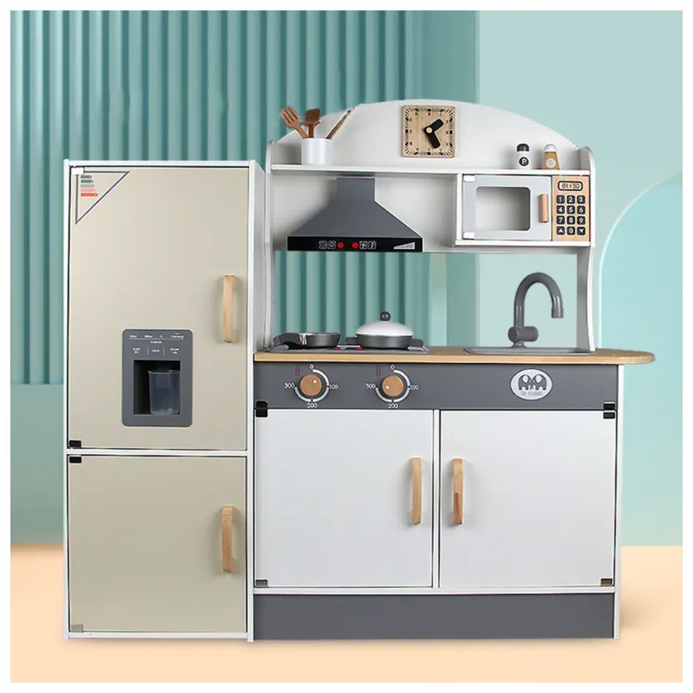 Little Angel - Wooden Kitchen Kids Toy Set - Grey