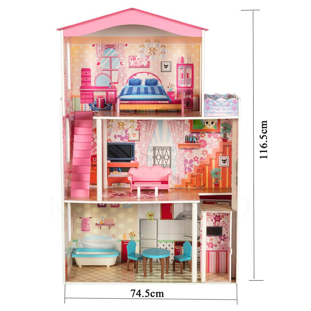 Little Angel - Kids Wooden Doll House Furniture Toy Set 