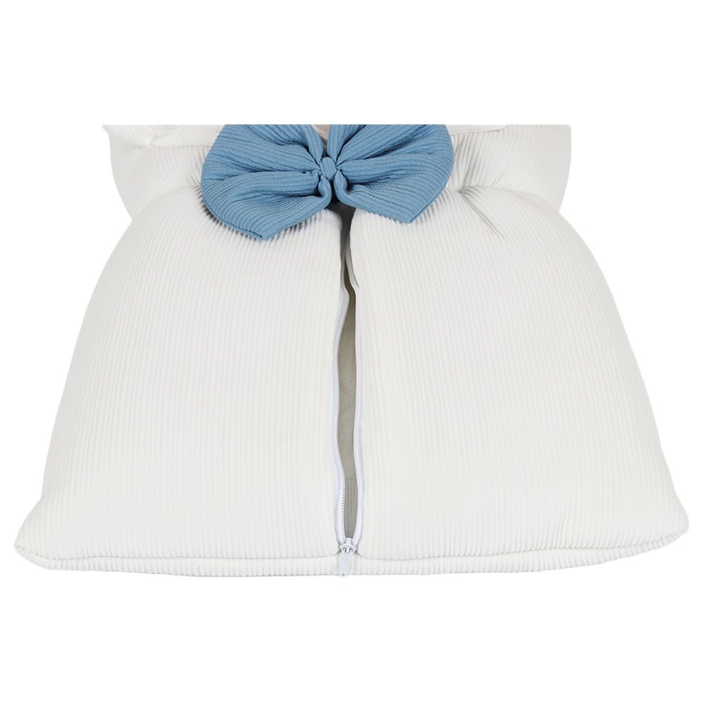 White&Grey - Baby Sleeping Bag With Blue Bow - White