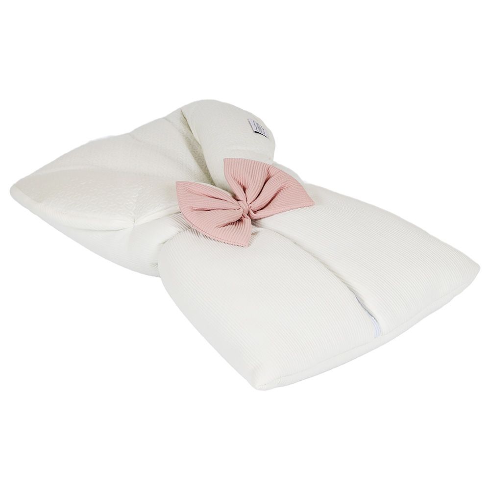 White&Grey - Baby Sleeping Bag With Pink Bow - White