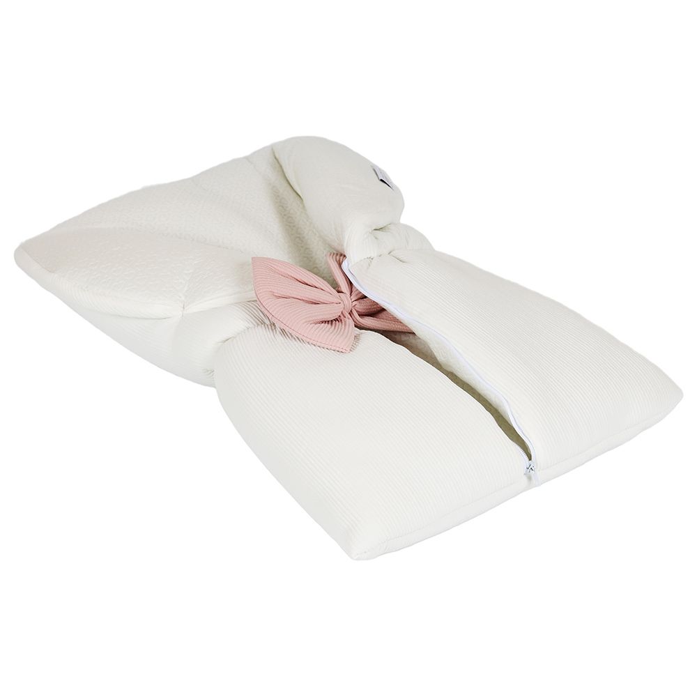 White&Grey - Baby Sleeping Bag With Pink Bow - White