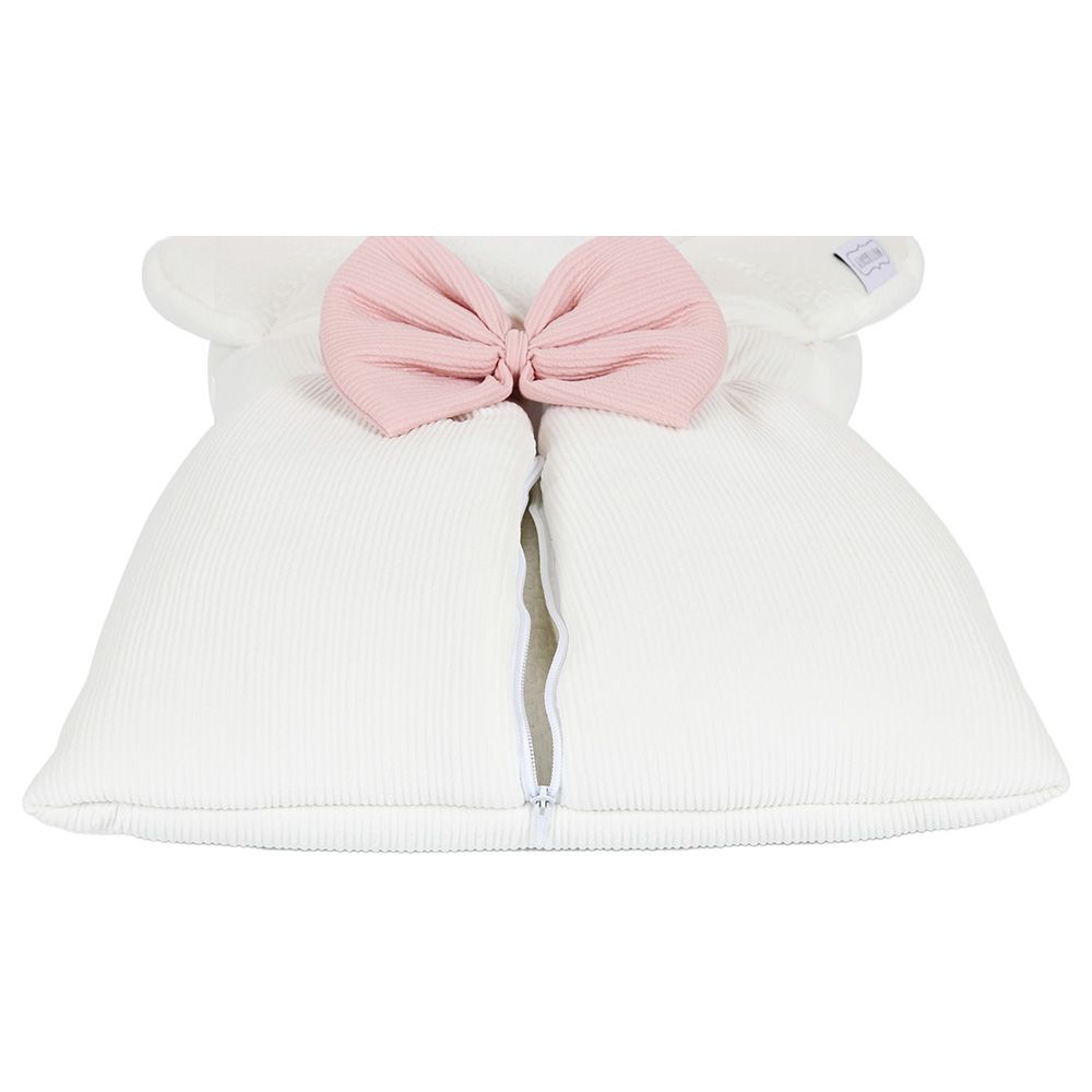 White&Grey - Baby Sleeping Bag With Pink Bow - White