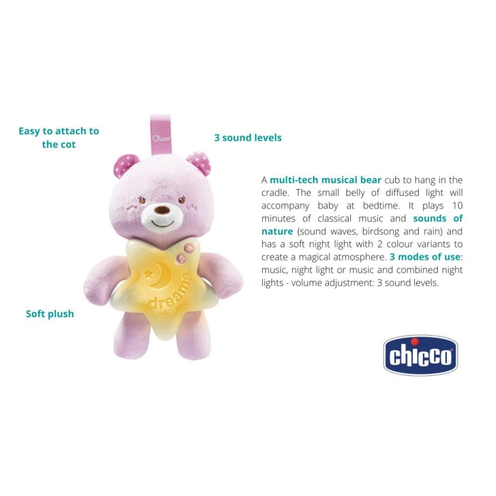 Chicco - Toy First Dreams Goodnight Bear - Pink