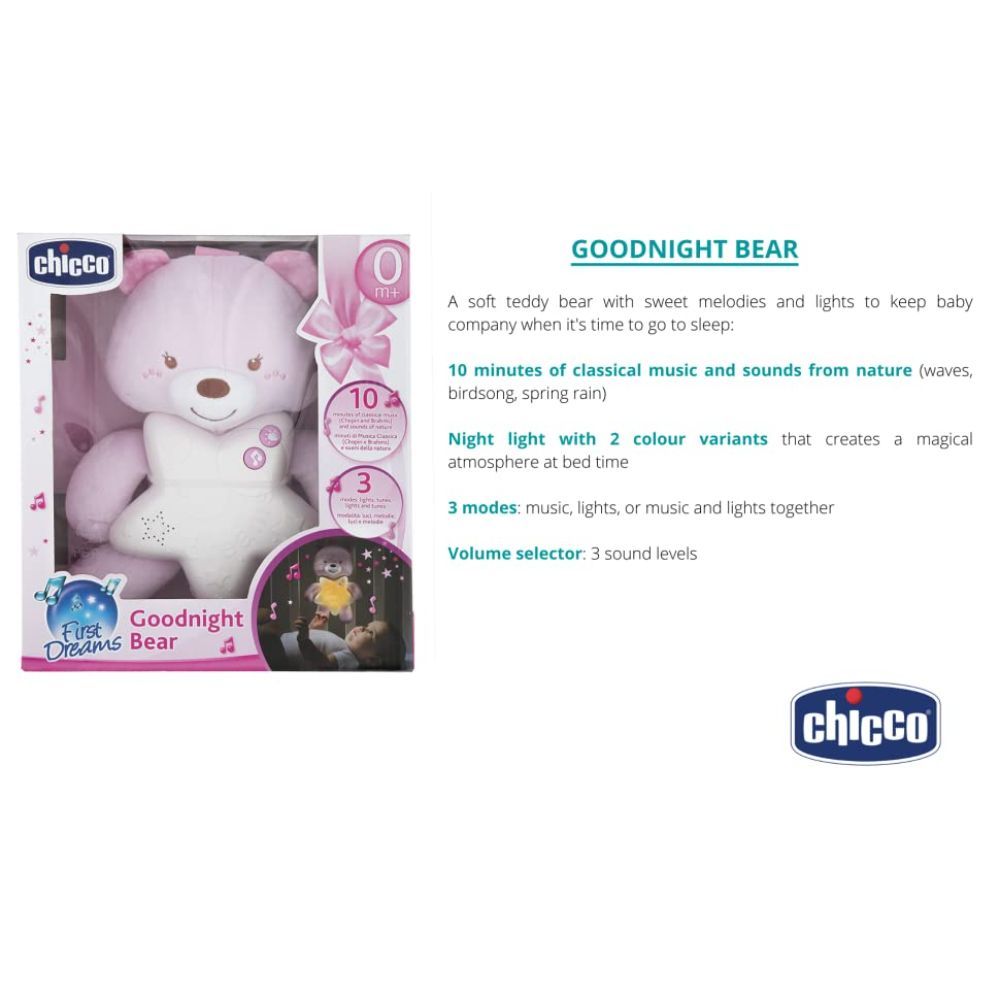 Chicco - Toy First Dreams Goodnight Bear - Pink