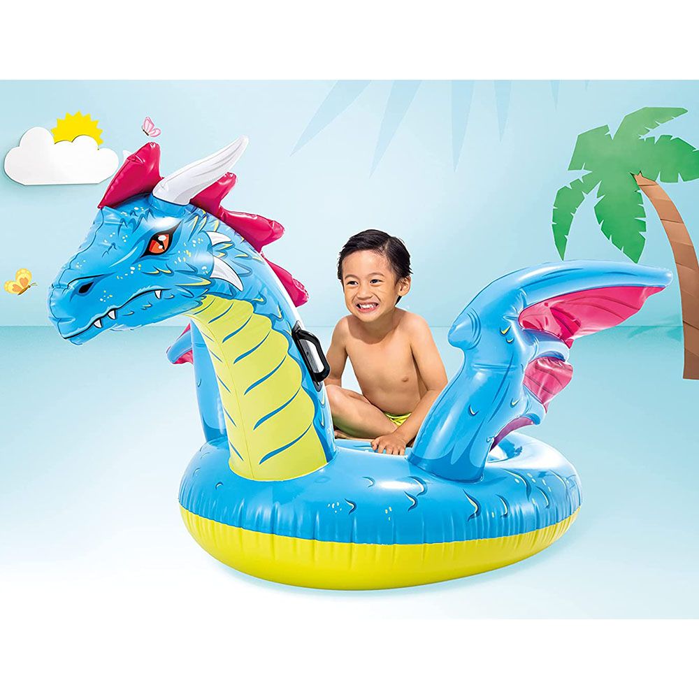 Intex - Dragon Inflatable Ride-On - Inflatable Pool Float - Blue