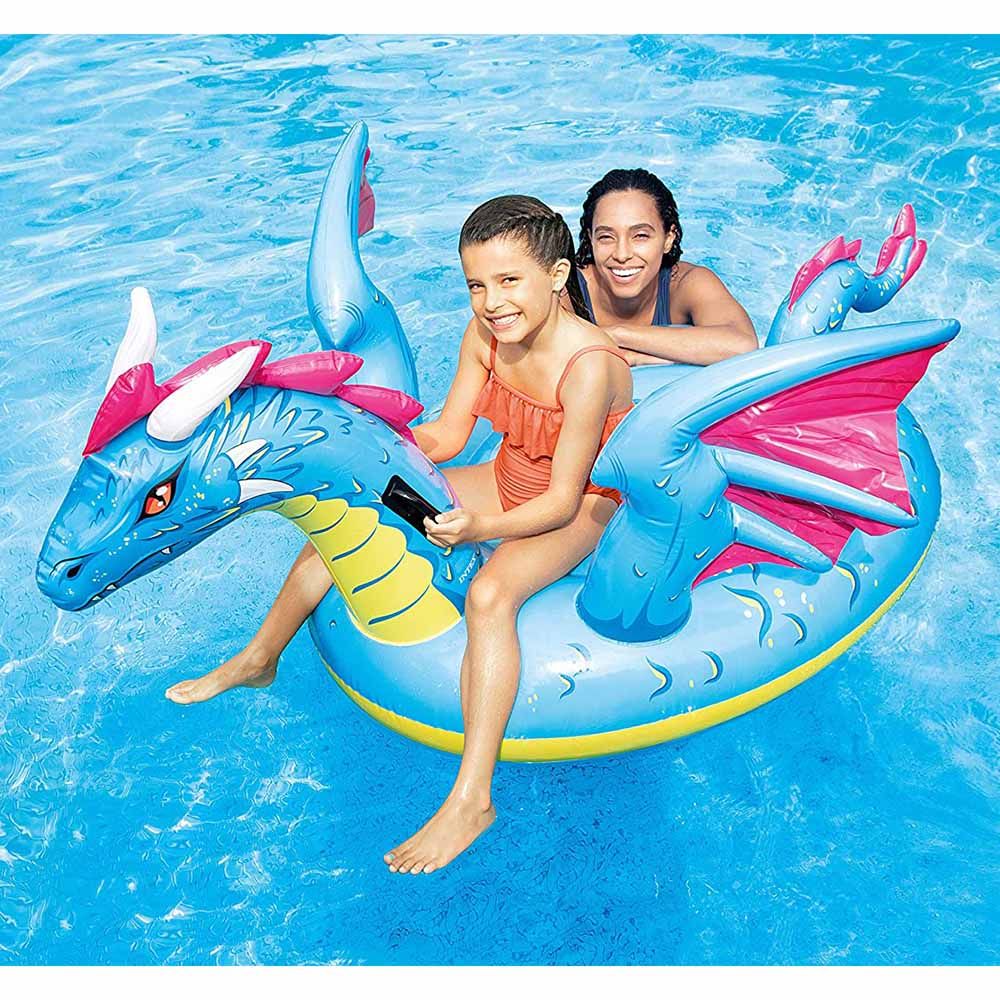 Intex - Dragon Inflatable Ride-On - Inflatable Pool Float - Blue