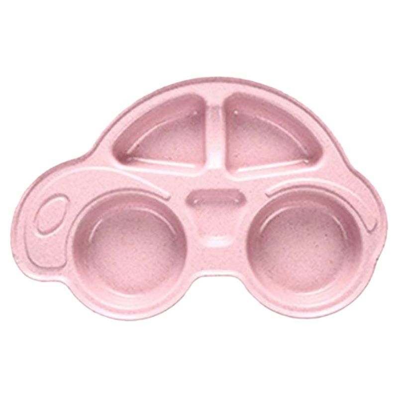 Brain Giggles - Car Shape Baby Food Plate - Anti Slip - Pink