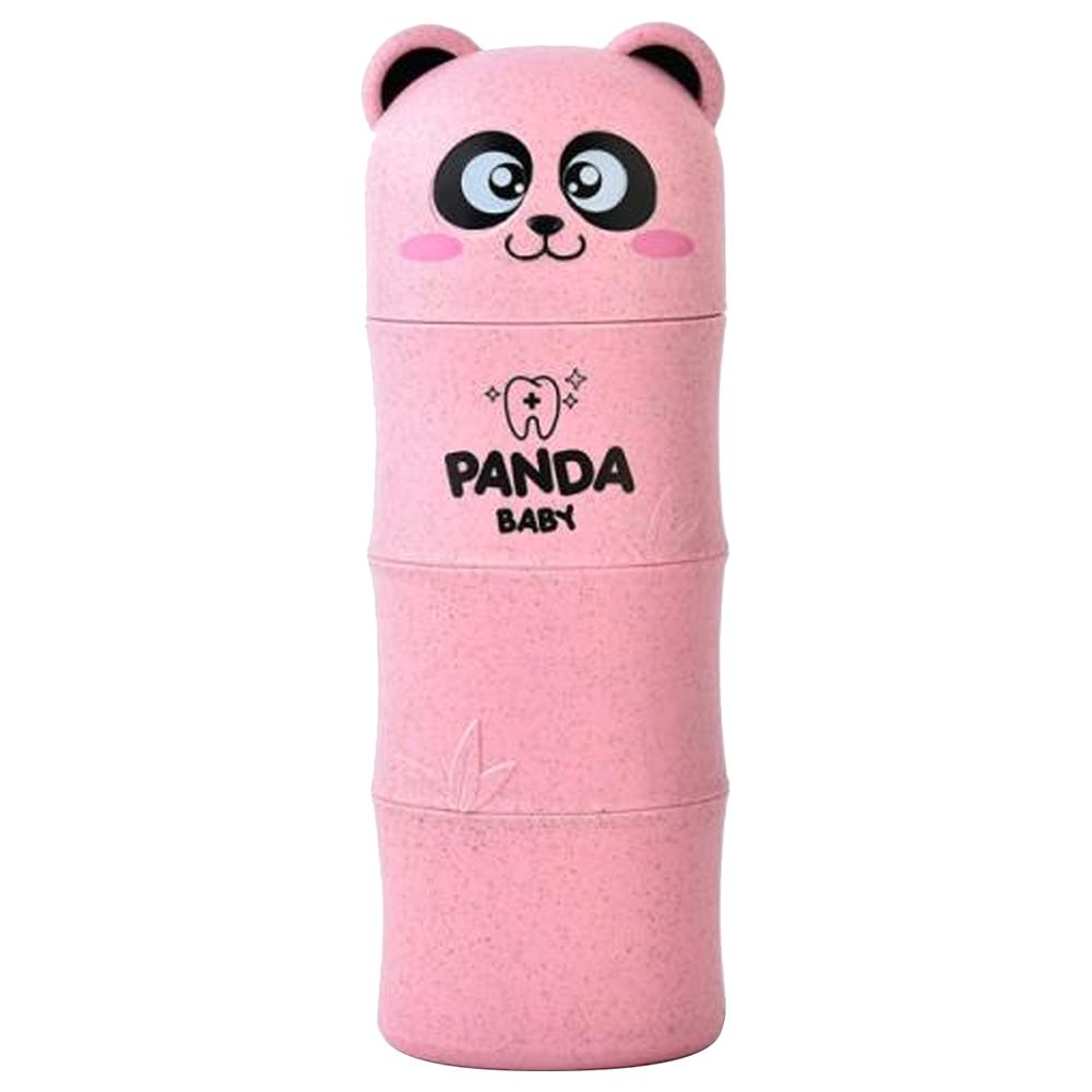 Brain Giggles - Wheat Straw Panda Pattern Toothbrush Case Holder - Pink