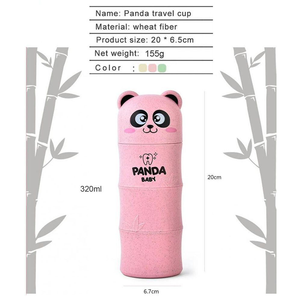 Brain Giggles - Wheat Straw Panda Pattern Toothbrush Case Holder - Pink