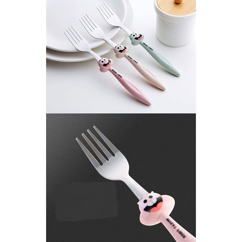 Brain Giggles 2pcs Green Bugs Bunny Kid's Stainless Steel Cutlery Set