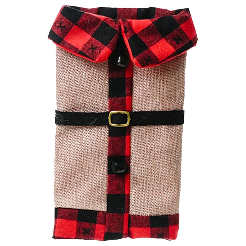 Party Propz - Christmas Bottle Covers Buffalo Plaid Burlap