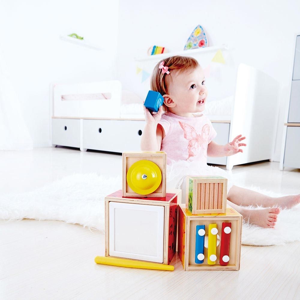 Hape - Sensory Stack & Carry Musical Blocks Set 5pcs