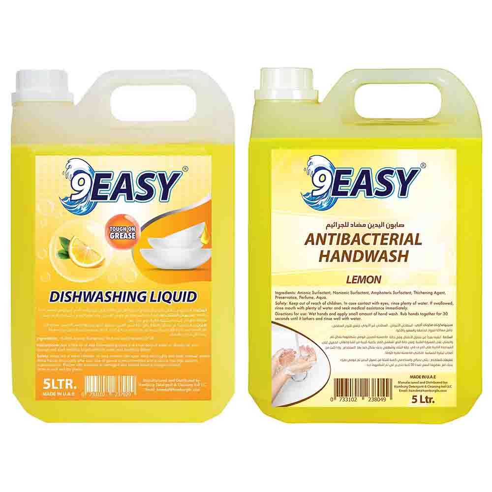 9Easy - Dishwashing Liquid + Antibacterial Handwash - Lemon - 5L