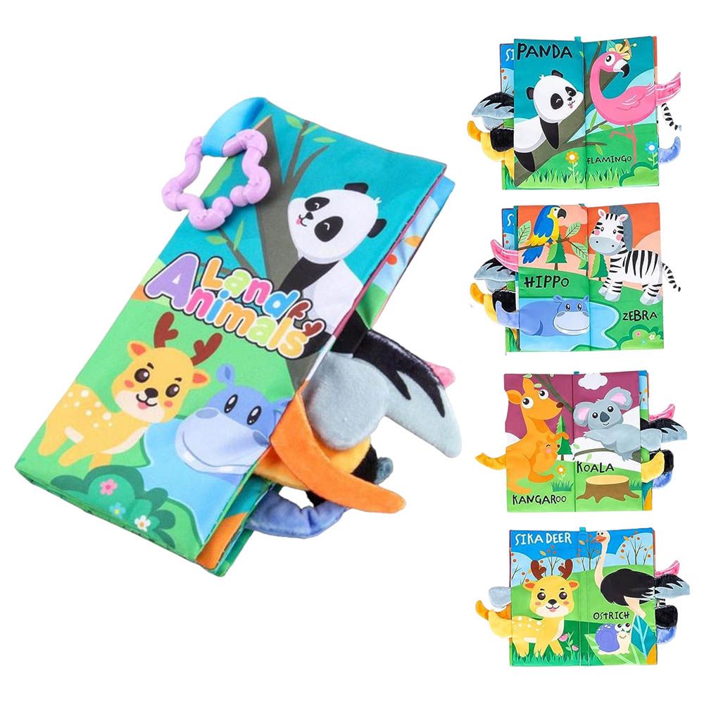 Highland - Crinkle Baby Cloth Book With Tails - Land Animals