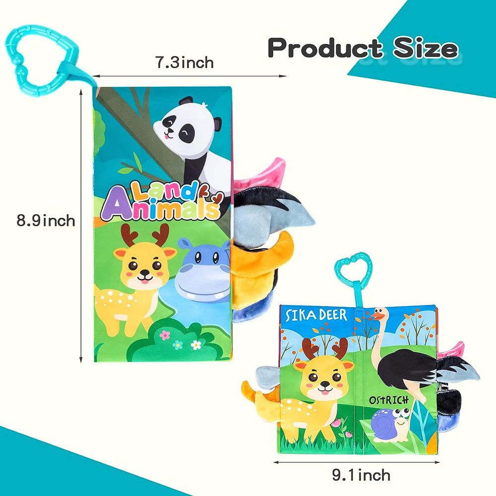 Highland - Crinkle Baby Cloth Book With Tails - Land Animals