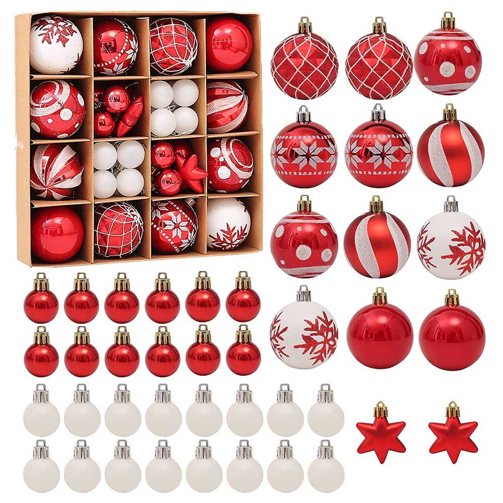 Highland - Christmas Ball Tree Ornaments - 42pc - Red/White