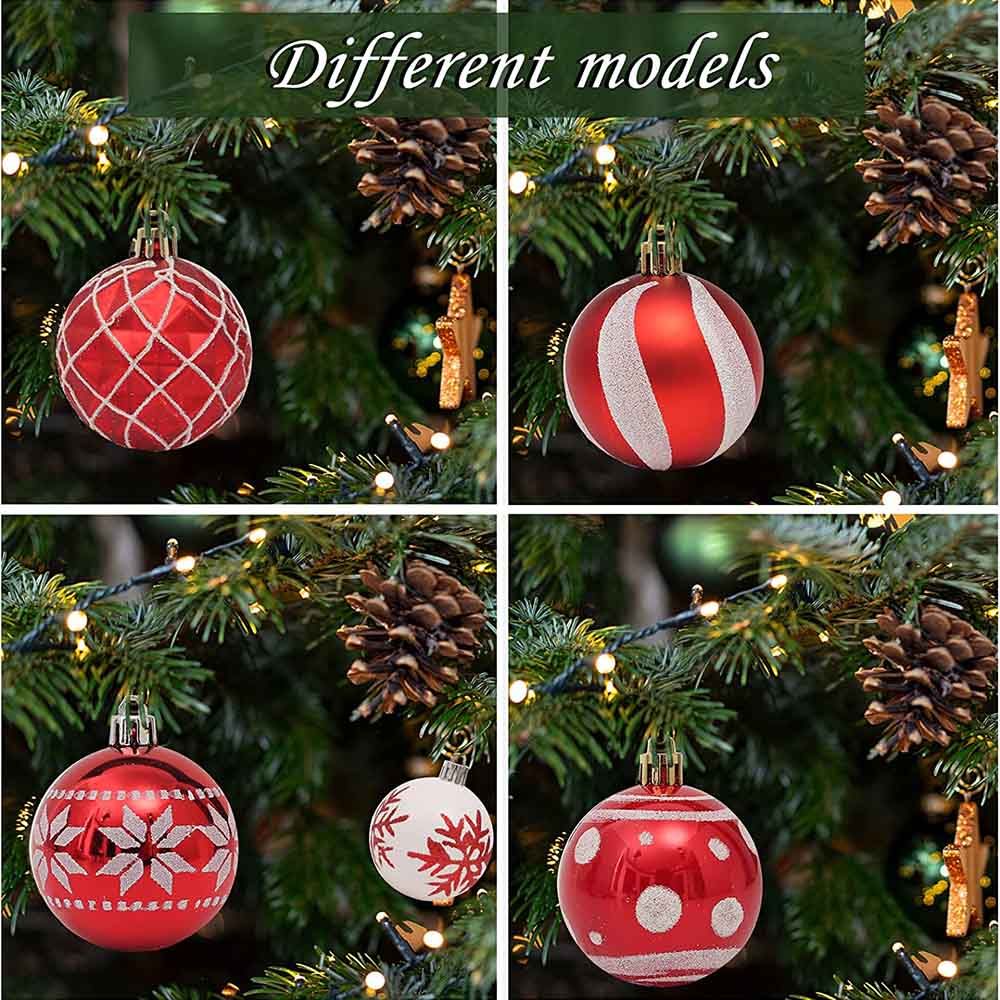 Highland - Christmas Ball Tree Ornaments - 42pc - Red/White