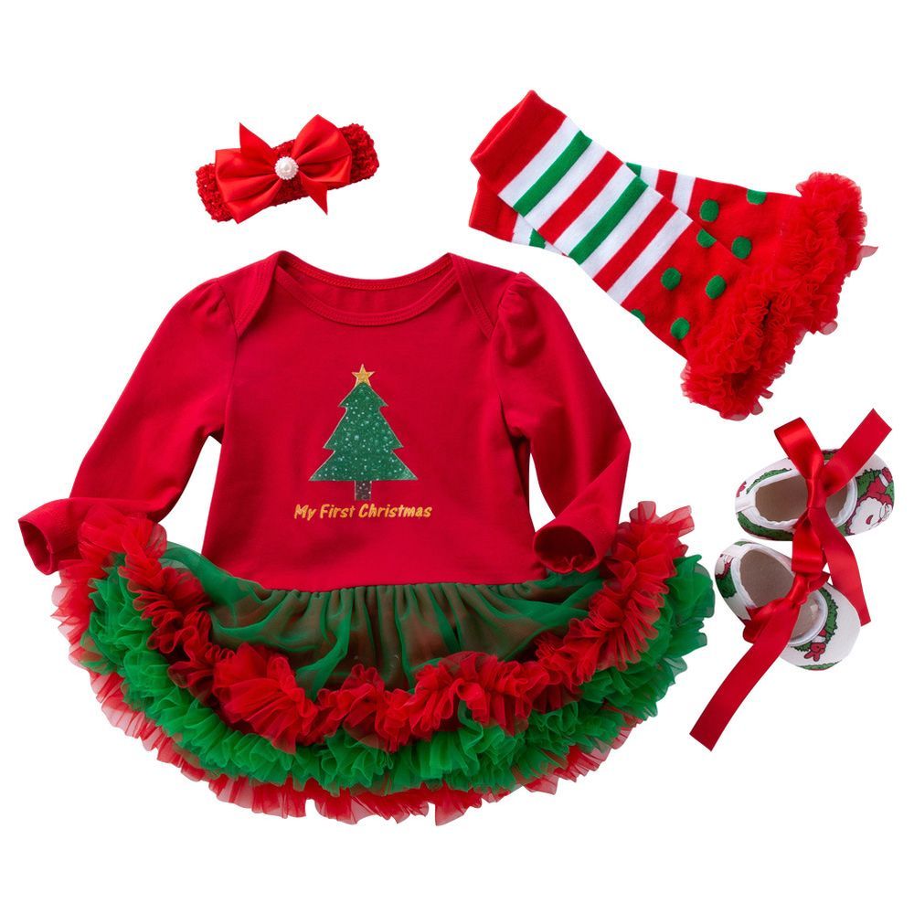 Highland - 4pc-Set - Baby Girl My First Christmas Costume