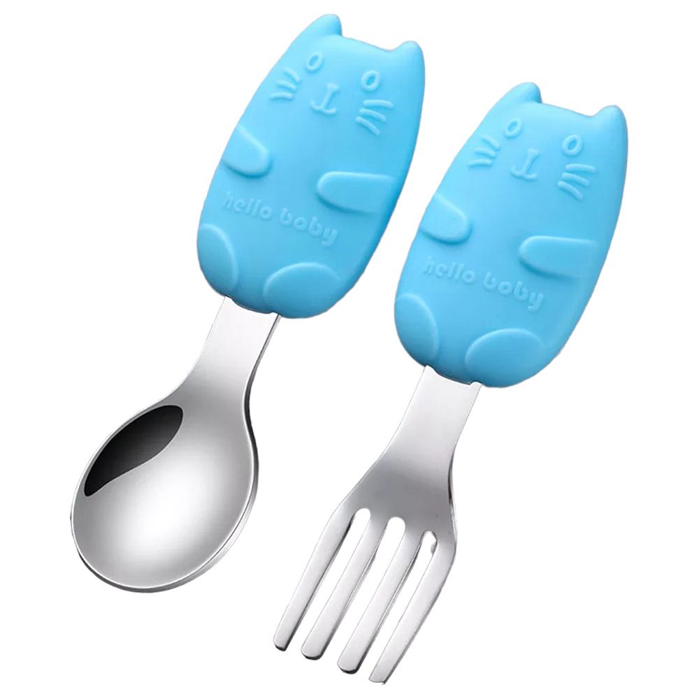 Highland - Kid's Spoon & Fork Cutlery Set w/ Case - Blue