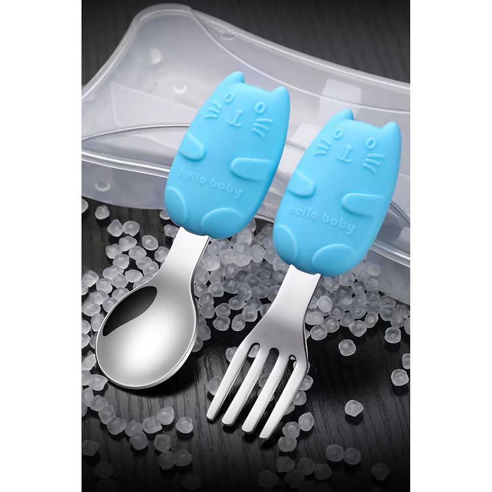 Highland - Kid's Spoon & Fork Cutlery Set w/ Case - Blue