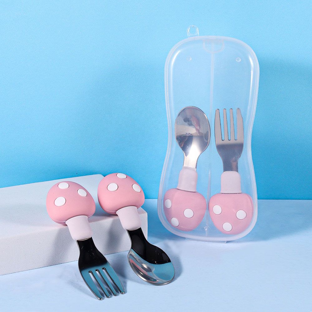 Highland - Baby Spoon & Fork Cutlery w/ Case - Pink