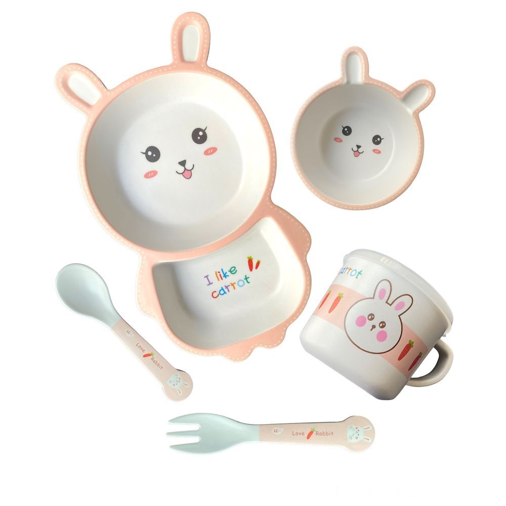 Highland - Rabbit Kid's Plate Bowl & Cutlery Set - 5pcs