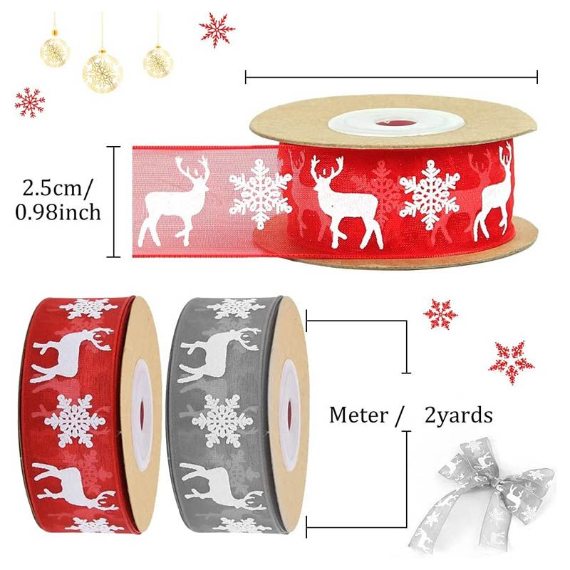 Highland - Merry Christmas Ribbons - Snowflakes & Reindeer - 4pc