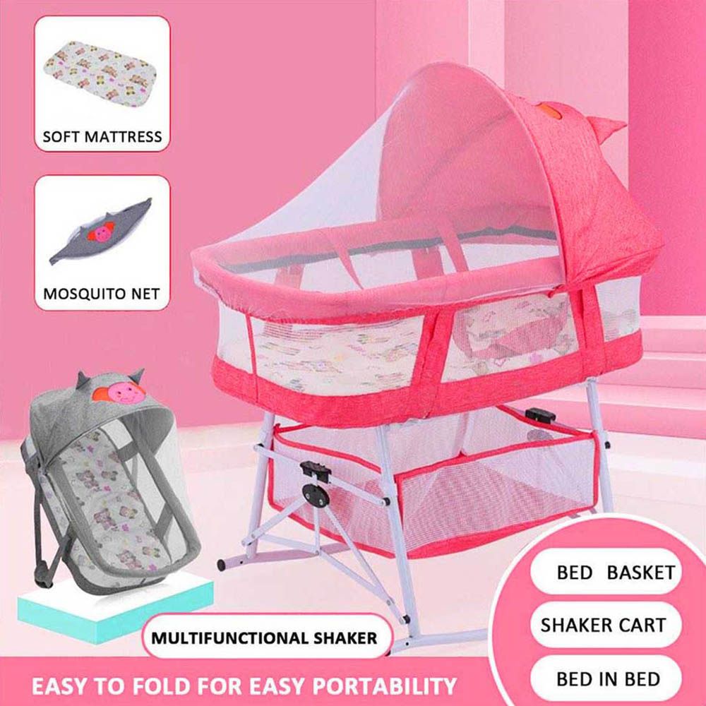 HOCC - 3-in-1 Portable Baby Sleeper Rocking Cradle Bed - Pink