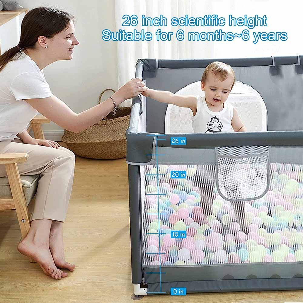 HOCC - Large Baby Playard w/ Playmats & Balls 50pcs - Grey