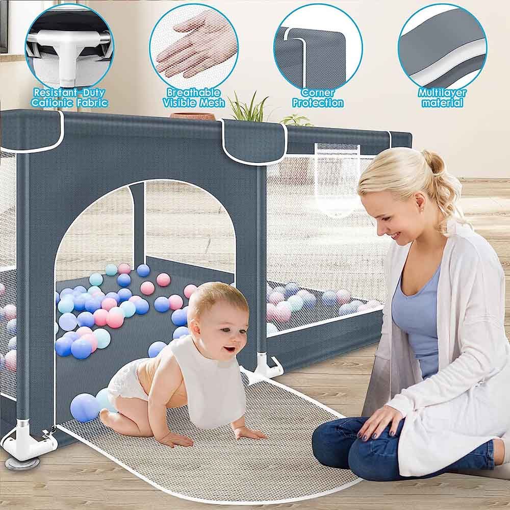 HOCC - Large Baby Playard w/ Playmats & Balls 50pcs - Grey