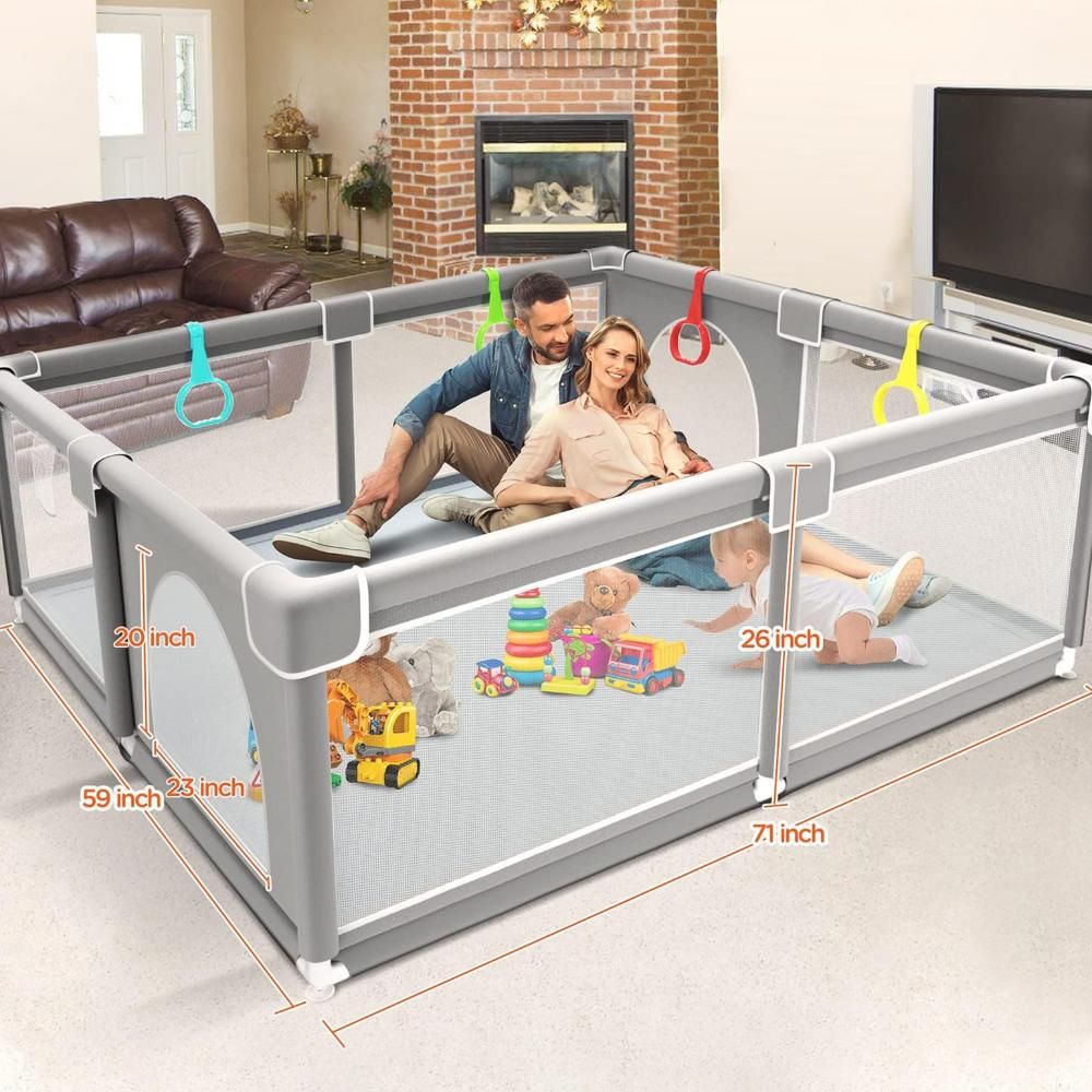 HOCC - Plastic Playpen For Babies & Toddlers - Large - Grey