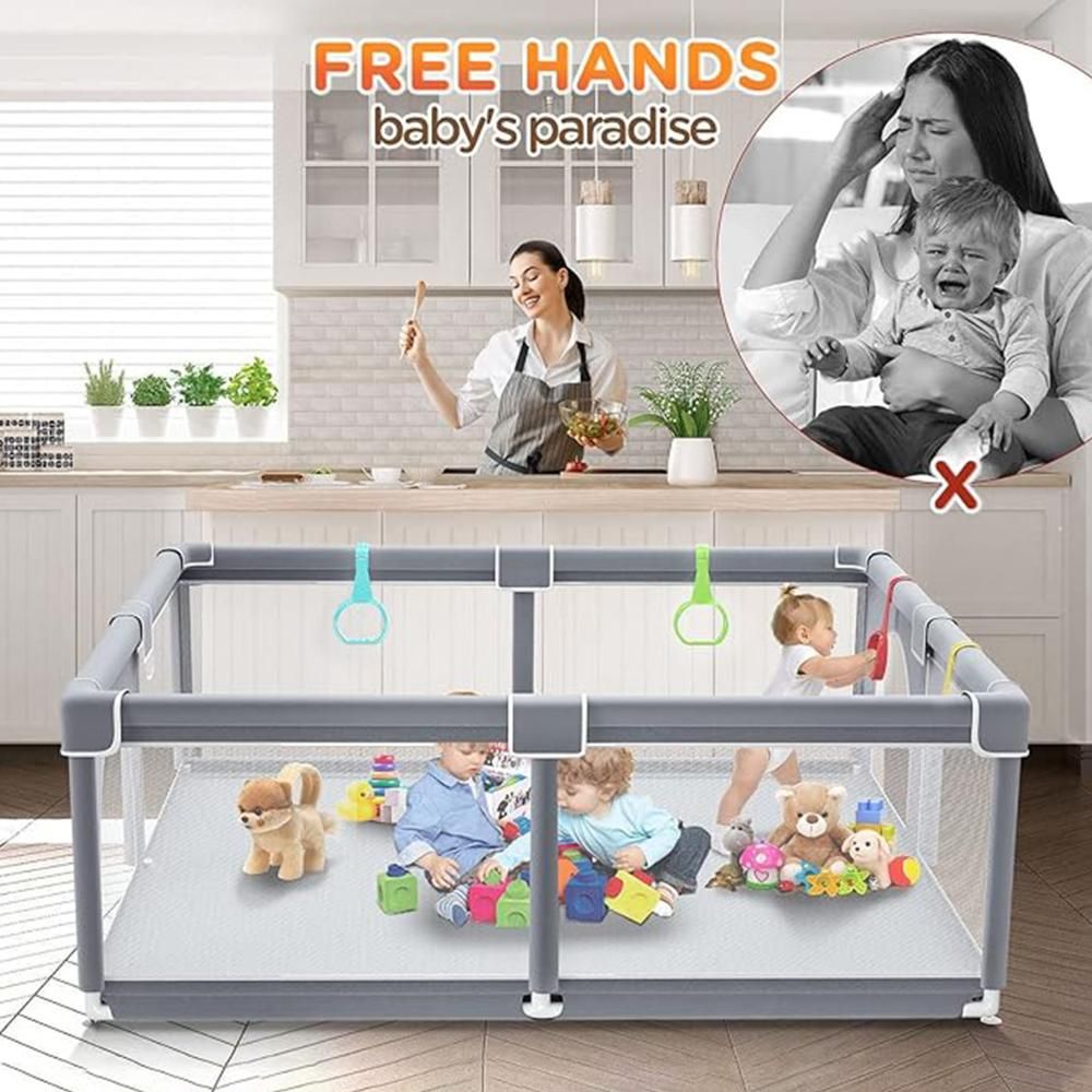 HOCC - Plastic Playpen For Babies & Toddlers - Large - Grey