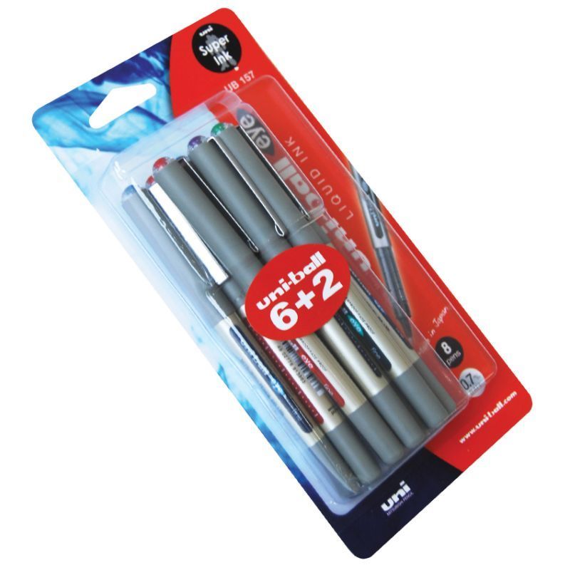 Uni-Ball - Eye Ball Point Pen 0.7mm 6+2pcs