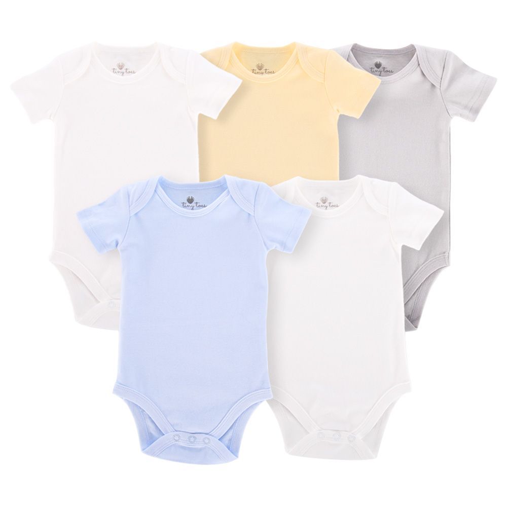 Tiny Toes - 100% Cotton Short Sleeve Baby Boys Bodysuit 5pc-Set (Exclusive)