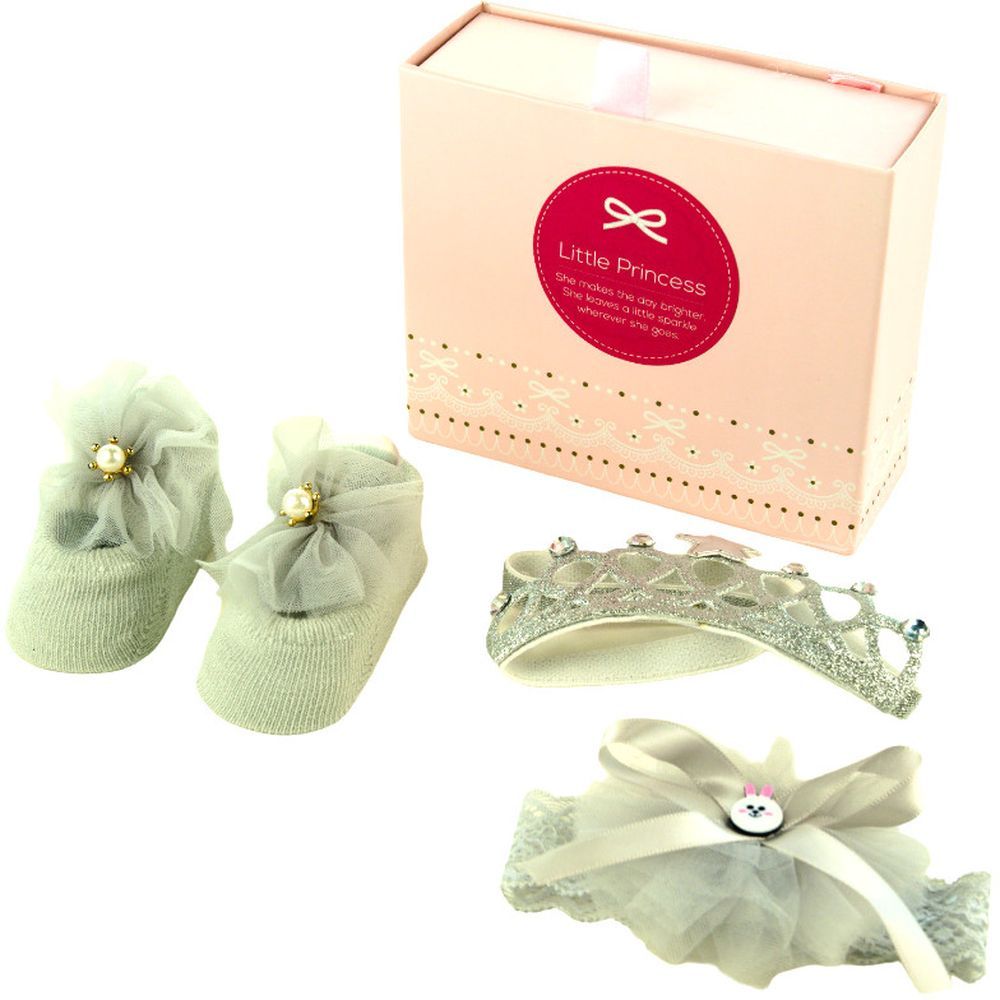 Tiny Toes - 100% Cotton Precious Shoes & Socks Set - Grey (Exclusive)