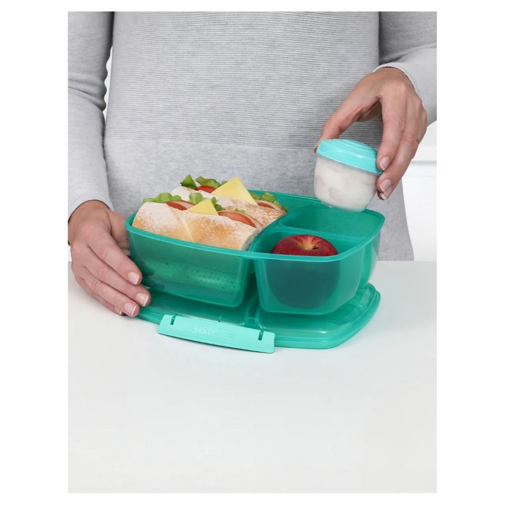 Sistema - Lunch Triple Split with Yogurt Pot - Green