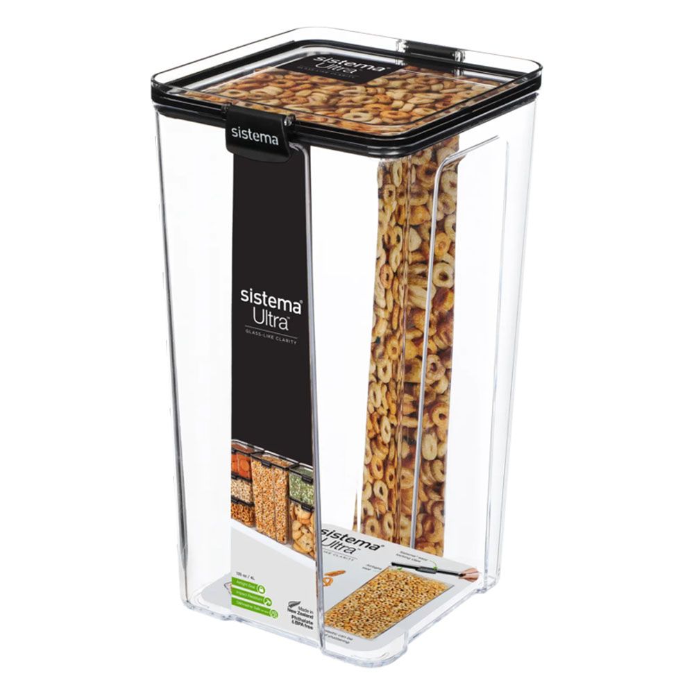 Sistema - Large Tritan Ultra Square Container 4L - Clear