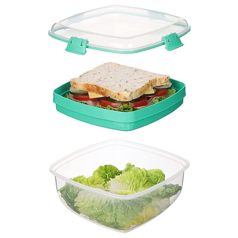 Sistema - Salad plus Sandwich To Go Container - 1.63L - Teal