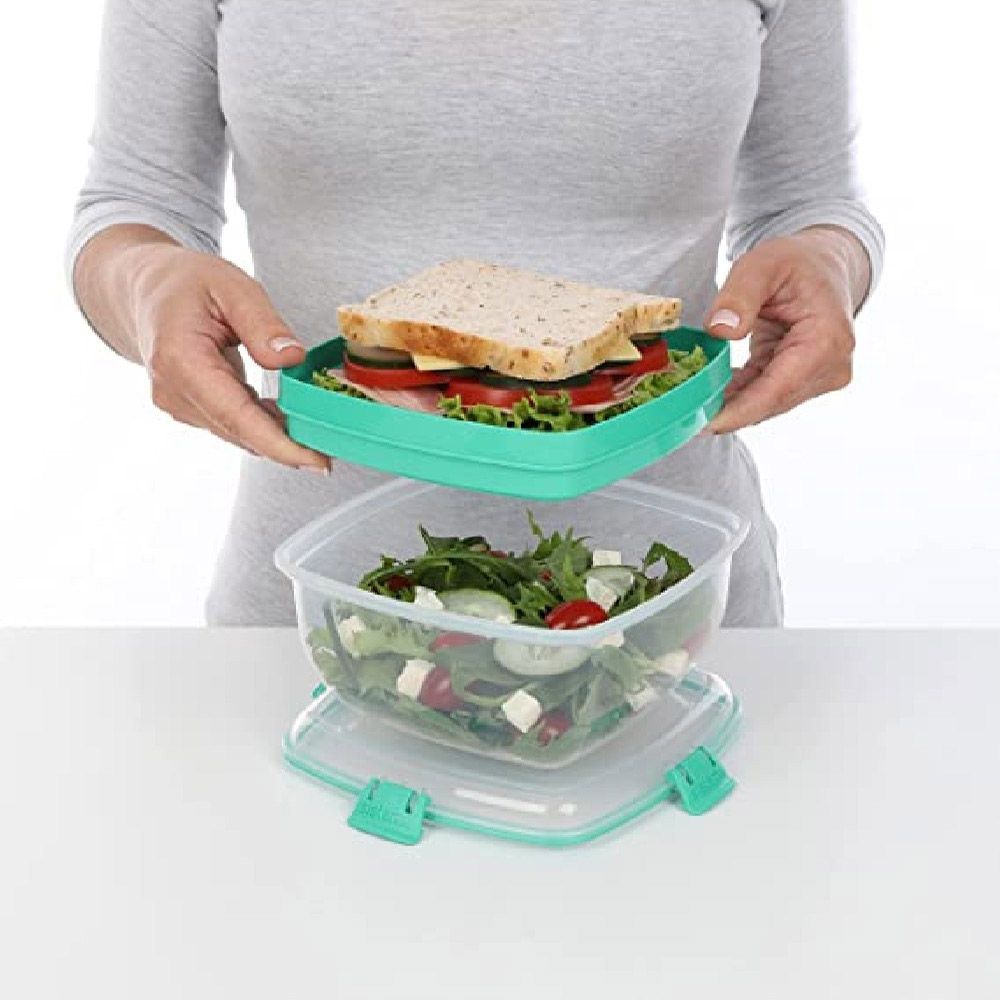 Sistema - Salad plus Sandwich To Go Container - 1.63L - Teal