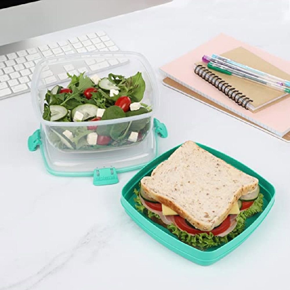 Sistema - Salad plus Sandwich To Go Container - 1.63L - Teal