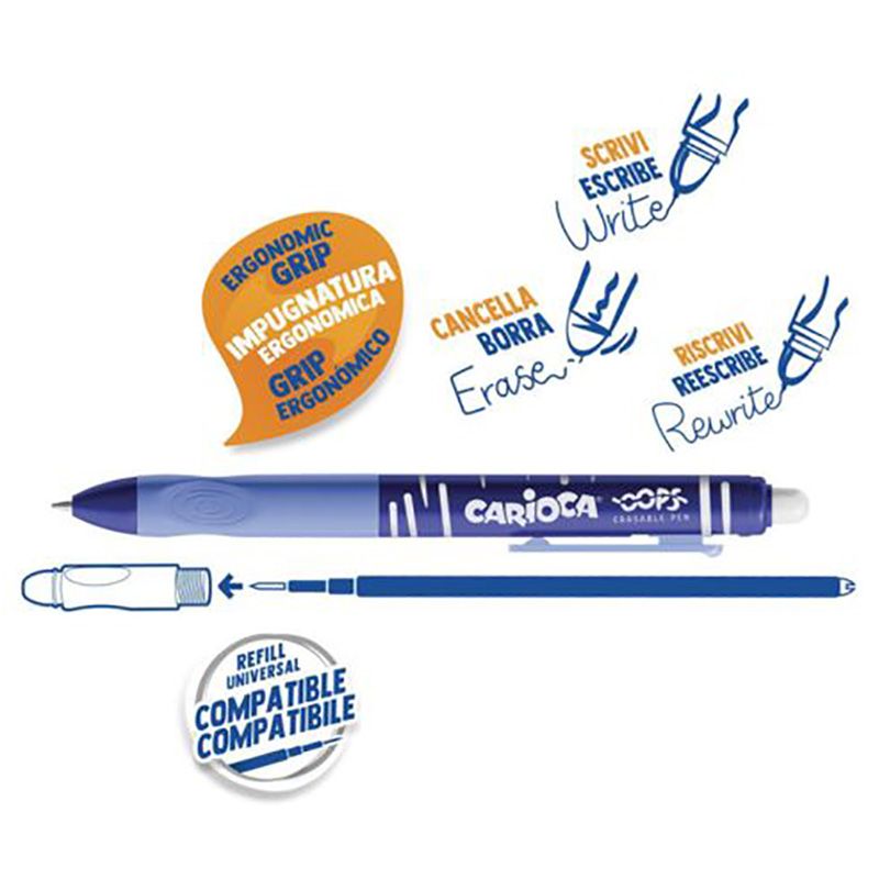 Carioca - Oops Erasable Pen Box Pack Of 12 - Blue