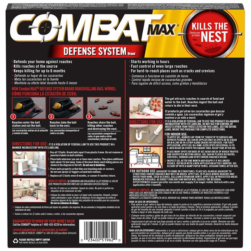 Combat Max Defense System Killing Bait Gel Pack Of 12